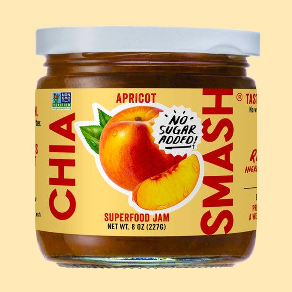 Chia Smash Apricot Jam - No Sugar Added, Real Ingredients, Superfoods